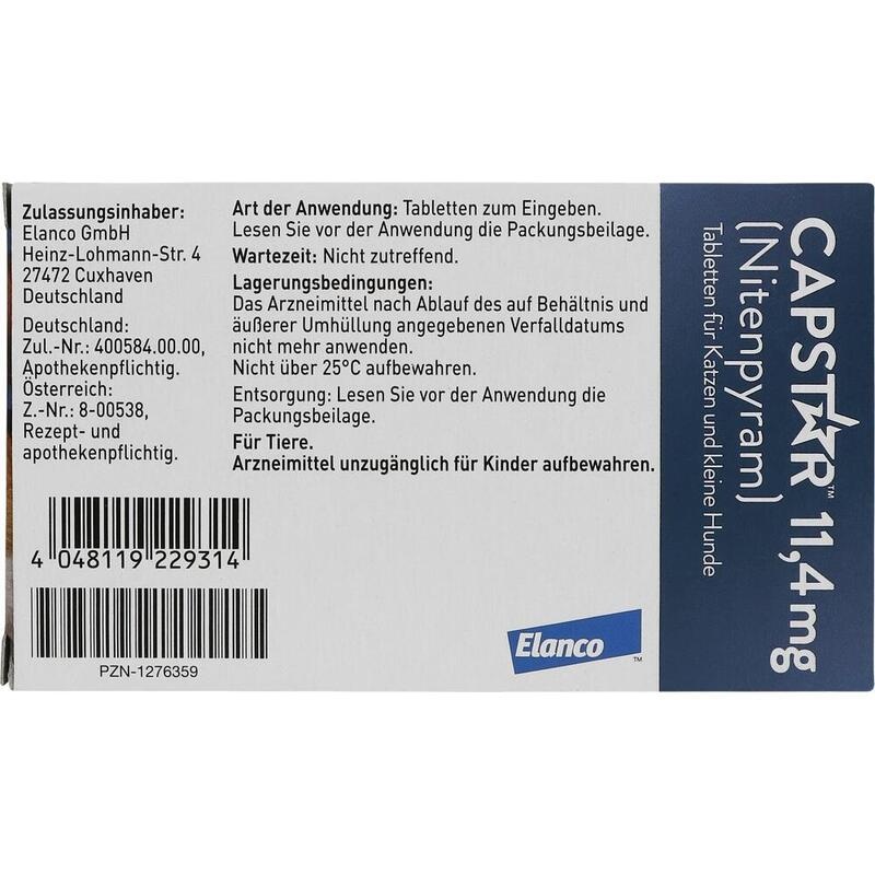 CAPSTAR 11,4 mg Tabletten f.Katzen/kleine Hunde