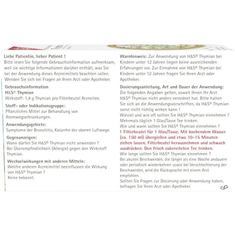 H&S Thymian Tee Filterbeutel