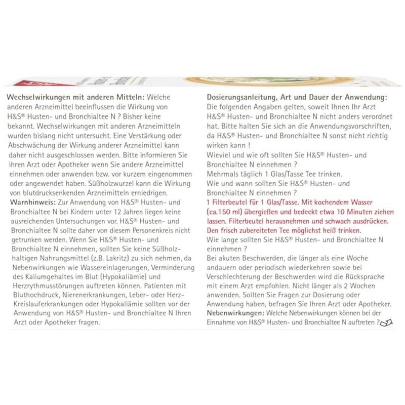 H&S Husten- und Bronchialtee N Filterbeutel