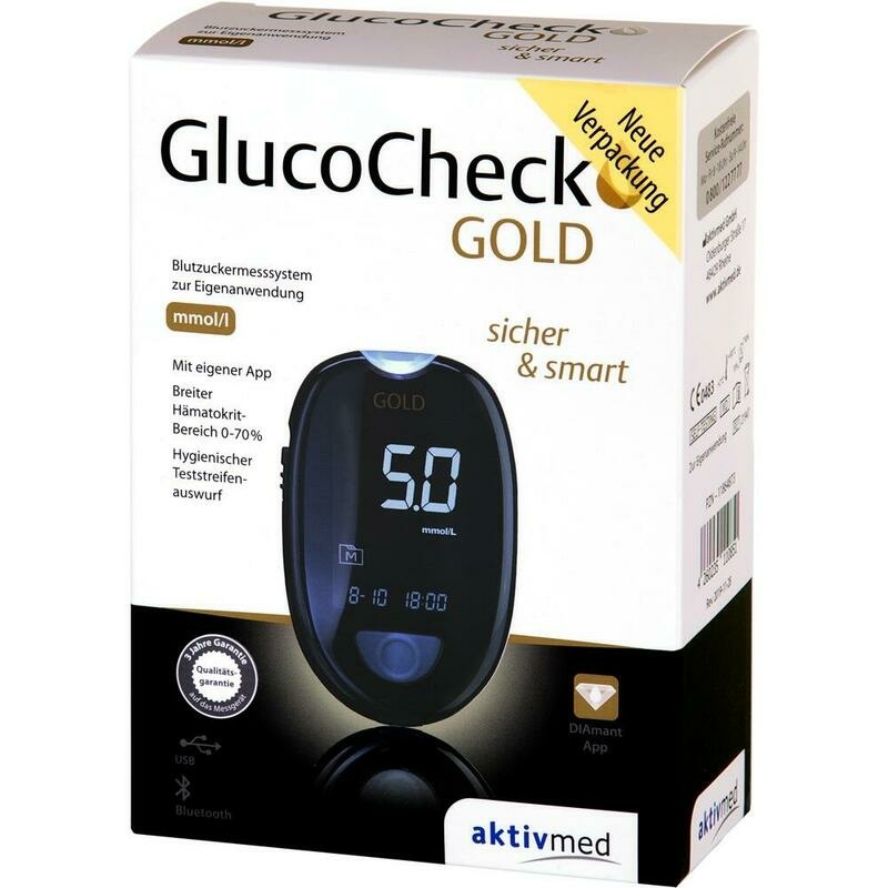 GLUCOCHECK GOLD Blutzuckermessgerät Set mmol/l