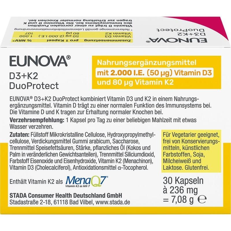 EUNOVA DuoProtect D3+K2 2000 I.E./80 μg Kapseln
