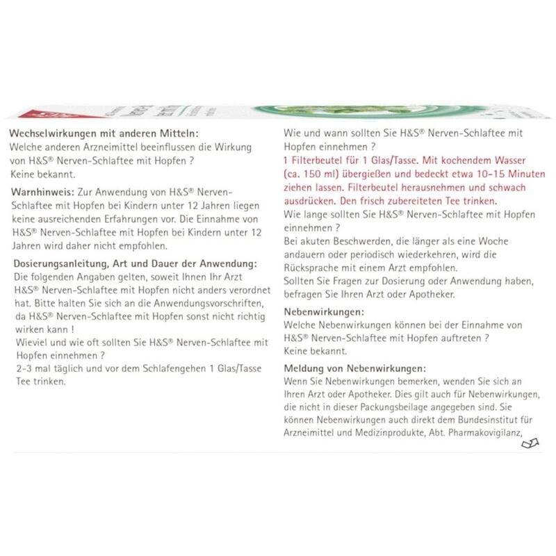 H&S Nerven- und Schlaftee mit Hopfen Filterbeutel