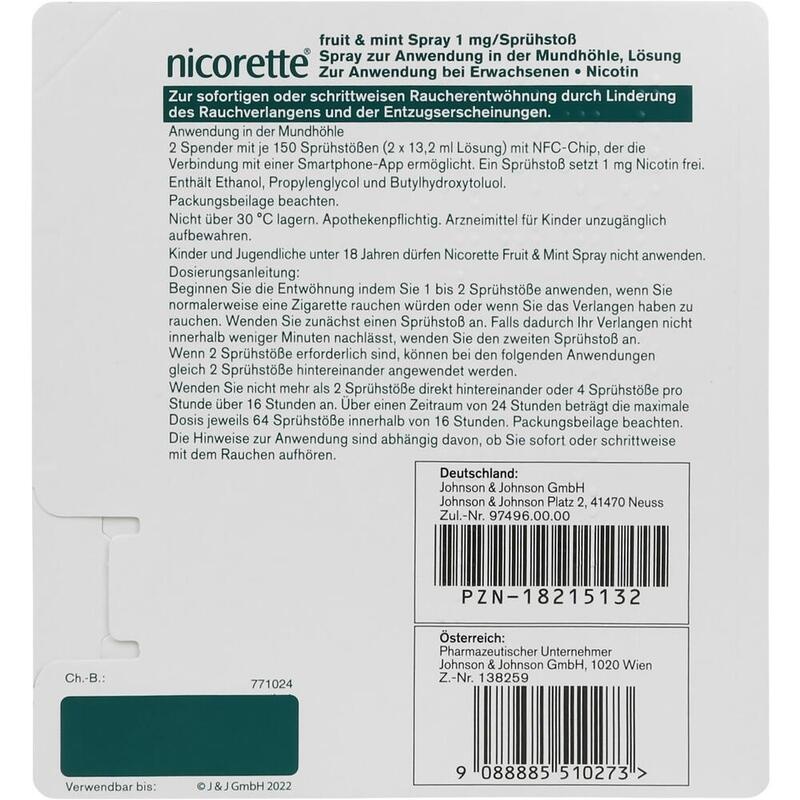 NICORETTE Fruit & Mint Spray 1 mg/Sprühstoß NFC