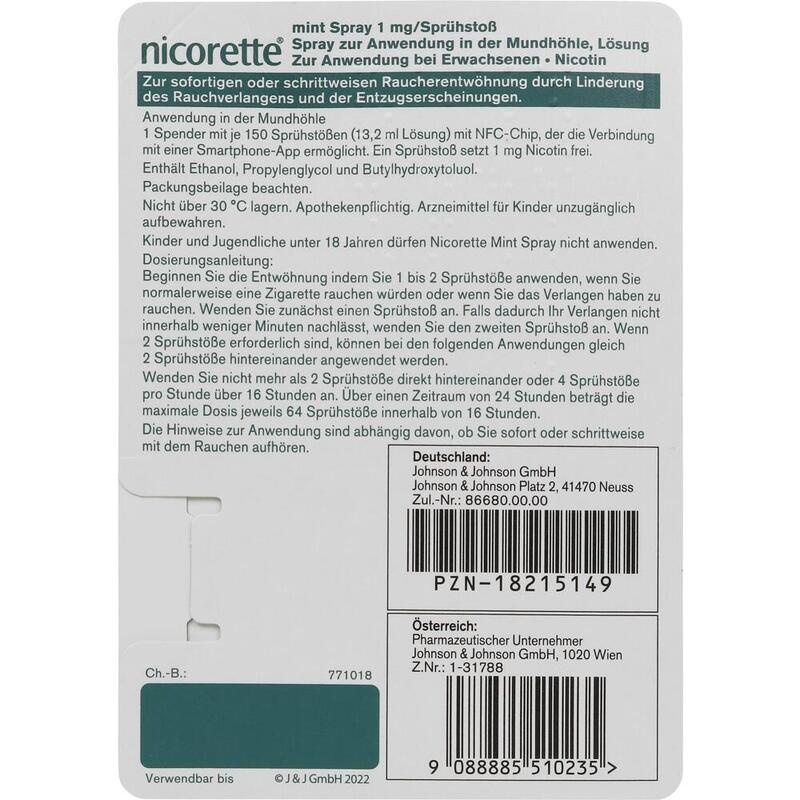 NICORETTE Mint Spray 1 mg/Sprühstoß NFC
